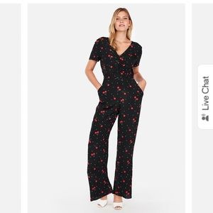 Express Cherry Print Jumpsuit NWT